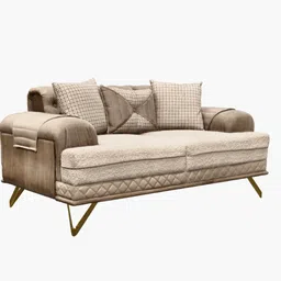 furnisto GrandLuxe Fabric Two Seater Sofa in Beige Colour image 3