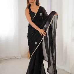 peachmode Embellished Bollywood Organza Saree image 1