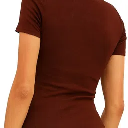 prime love Casual Regular Sleeves Solid Women Brown Top image 2