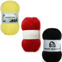waaome Yellow, Red & Black Wool 300 Gram 100×3 Hand Knitting Art Craft Soft Yarn(WA226)-picture-27