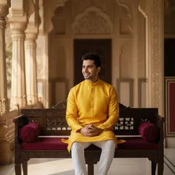 divra clothing Men Self Design Jacquard Straight Kurta image 3