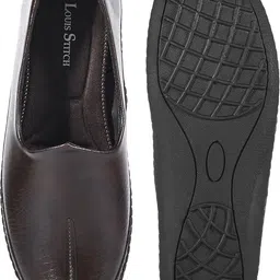 louis stitch Men’s Brown Ethnic Slip-On Lightweight Shrunken Nagra Juti for Men, UK-8 Mojaris For Men image 5