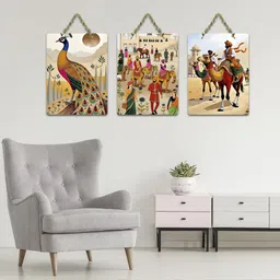 artvibes Royal Rajasthan Wooden Wall Hanging Artwork (WH_96121N) Pack of 3 image 4