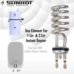 sunhot Midget (3KW) Cup Type Geyser Element (For use in Instant Geyser) 3000 W Shock Proof Immersion Heater Rod image 4