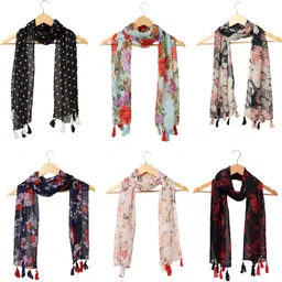 stolevilla Printed Chiffon Women Multicolor Scarf, Stole, Fancy Scarf-picture-36