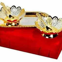 Navya Craft Silver Plated Bowl Set for Gifting Bowl, Tray, Spoon Serving Set image 3