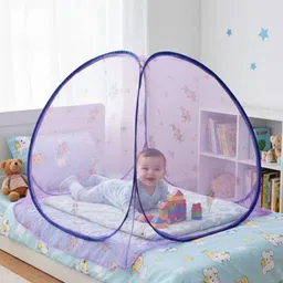 BLUE FLORAL Polyester Washable Infants Mosquito Net-image-3