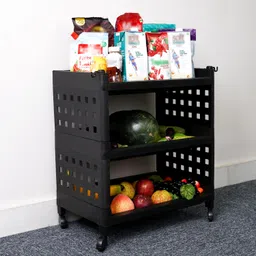 ada 3-Tier Multipurpose Storage Shelf Rack with Wheels | Storage Organizer Cart Plastic Kitchen Trolley-picture-32