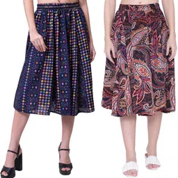 manat diva Women Printed A-line Multicolor Skirt-picture-17