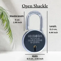 hindson Lock and key door lock for home gate shutter round 65mm 6 Key main Padlock image 4