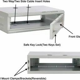 daz cam Branded DVR & Server 2u Rack Wall Mount Rack with Lock & Keys Steel, Brass Wall Shelf image 3