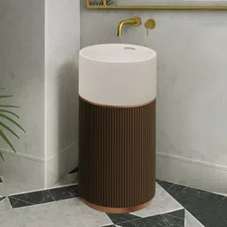 plantex Quartz Acrylic Pedestal Wash Basin/Washbasin for Bathroom (Beige & Brown) Free Standing Basin for Bathroom/Pedestal Wash Basin/Round Basin for Home/Hotel Pedestal Basin-picture-35