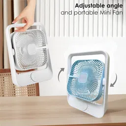 PARADISEECOM 8 inch Rechargeable Table Fan with LED Light High Speed Portable Fan with 3Speed 3000mAh Battery for Upto 8 Hours Runtime | USB Charging Fan for Desk,Home,Office Rechargeable Fan image 3