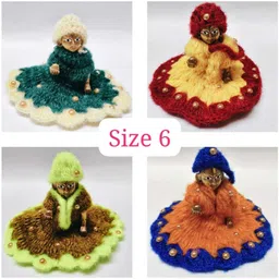 anyfashion size 6 Laddu Gopal Woolen Poshak Moti Winter Dress with cap Multicolor dress Dress-picture-12