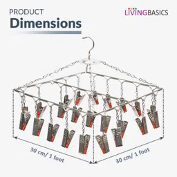 livingbasics 25-Clip Clothes Drying Hanger for Hanging Napkins, Socks, Lingerie / Rust-Free Stainless Steel Cloth Clips image 2