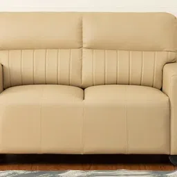 woodsworth from pepperfry Gorgona Leatherette 2 Seater Sofa in Beige Colour image 2