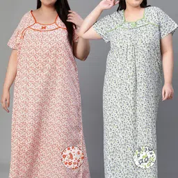 Pack of 2 Women Nighty with Robe-image-1