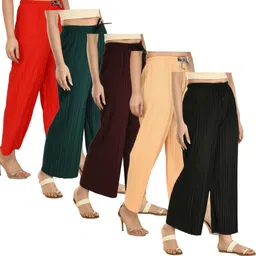 winhever Pack of 5 Women Regular Fit Multicolor Lycra Blend Trousers-picture-22
