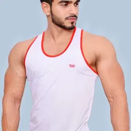 himanshi Men Solid Round Neck Polyester Red, White T-Shirt image 3