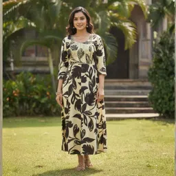 Women Printed, Floral Print Cotton Rayon Anarkali Kurta-image-29