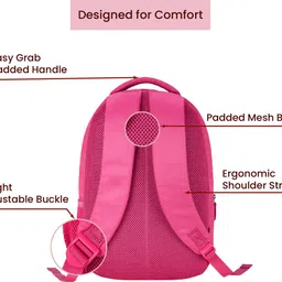 genie Medium 27 L Backpack Rivo School Bag for Girls, 17 inch. Pink colour Backpack for Women, image 4