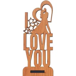 ecraftindia Love You Brown Engineered Wood Showpiece With Stand image 3