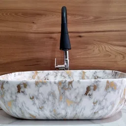 mahisre Over Counter Top Wash Basin For Living Room | Washbasin Countertop Tabletop Ceramic Bathroom Kitchen Sink (45 x 33 x 13 cm) SKT1001 Table Top Basin-picture-13