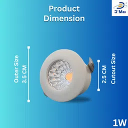 d'mak 1 Watt LED COB/Spot Light/Button Light ({White} Round Driver Included (Pack of 05) Recessed Ceiling Light Ceiling Lamp image 3