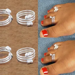 goldfish Stylish Adjustable Toe Rings For Women Brass, Silver Toe Ring-picture-12