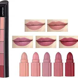 ravuk Lipstick 5 in 1 shades Womens & Girls 5in1 Colour 5N-picture-10