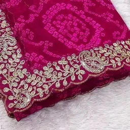 zili Tie-Dye, Embroidered, Printed Bhagalpuri Georgette Saree image 2