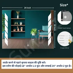 sunsyze LED Bathroom Mirror with Side Light Strips Vanity Mirror with Touch Sensor Bathroom Mirror image 3