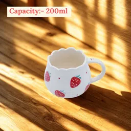 utensil master Strawberry Pattern Ceramic Cup | Aesthetic Milk for Home & Office Use Ceramic Coffee Mug image 3