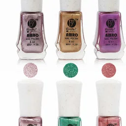 beauty7 Amro Glitter Nail Polish Combo Set, Long Lasting Nail Paint For Women & Girls / Pale, Gold, Purple, Light Pink, Mint, Pink-picture-19