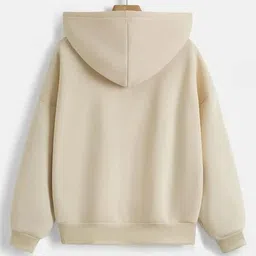 lll fashion Solid Casual Zipper Hoodie for Women's Full Sleeves Hooded Neck Sweatshirt with Side Pocket, Beige image 4