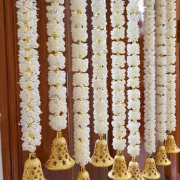 SURAKO COLLECTIONS Handmade Artificial Decorative Mogra Bell Fluffy Garland, Size 2 Feet Used for Home/Office,Festival Navratri, Durga Pooa Christsmas Diwali Decoration | (Pack of 12) image 1