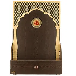 creata poojaghar Brown MDF Wall Mounted Mandir Without Door image 2