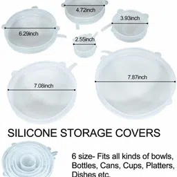 ablue clipper Silicone Lid Covers Multipurpose Stretch Set 8 inch Lid Set, Pack of 6 image 2