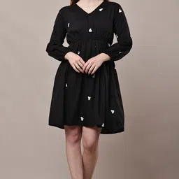 bright nex Women Fit and Flare Maroon Mini/Short Dress-picture-48