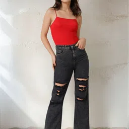 kotty Women Straight Fit High Rise Grey Jeans-picture-20