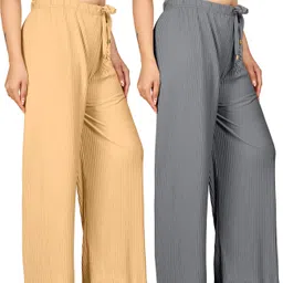 payaltextile Pack of 2 Women Regular Fit Multicolor Cotton Blend Trousers-picture-18
