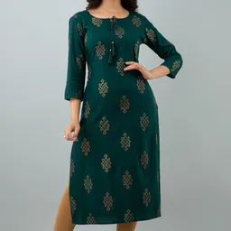 sr fab Women Printed Viscose Rayon Straight Kurta image 1