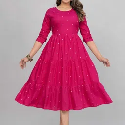 klothing Women Fit and Flare Maroon Midi/Calf Length Dress-picture-16