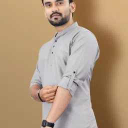 vebnor Men Solid Cotton Blend Straight Kurta image 5