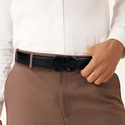 hamvora Men Casual, Formal, Evening, Party Black Genuine Leather Belt image 4