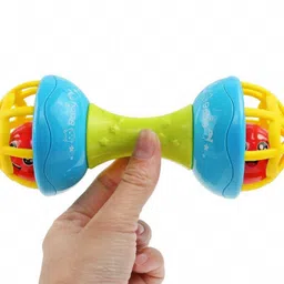 Baby Rattle Toy for Infants Colorful Dumbbell Shape with Soft Grip & Sound Beads Rattle-image-0