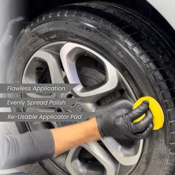 carsaaz Premium Tyre Shiner with 2 Applicator Pads | Tyre Polish, Tyre Shine Restorer 380 ml Wheel Tire Cleaner image 3