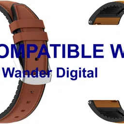 ACM WSM33U22BRGL1065 Pack of 2 Watch Strap Leather Silicone 22mm for Fossil Q Wander Digital Smartwatch (Brown/Gold) Smart Watch Strap-picture-19