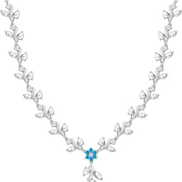giva Sterling Silver Blue Daisy Necklace for Womens and Girls Zircon Rhodium Plated Sterling Silver Necklace image 3