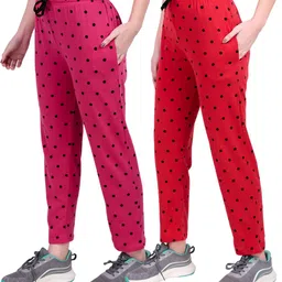 jeckward Pack of 2 Women Polka Print Multicolor Track Pants-picture-13